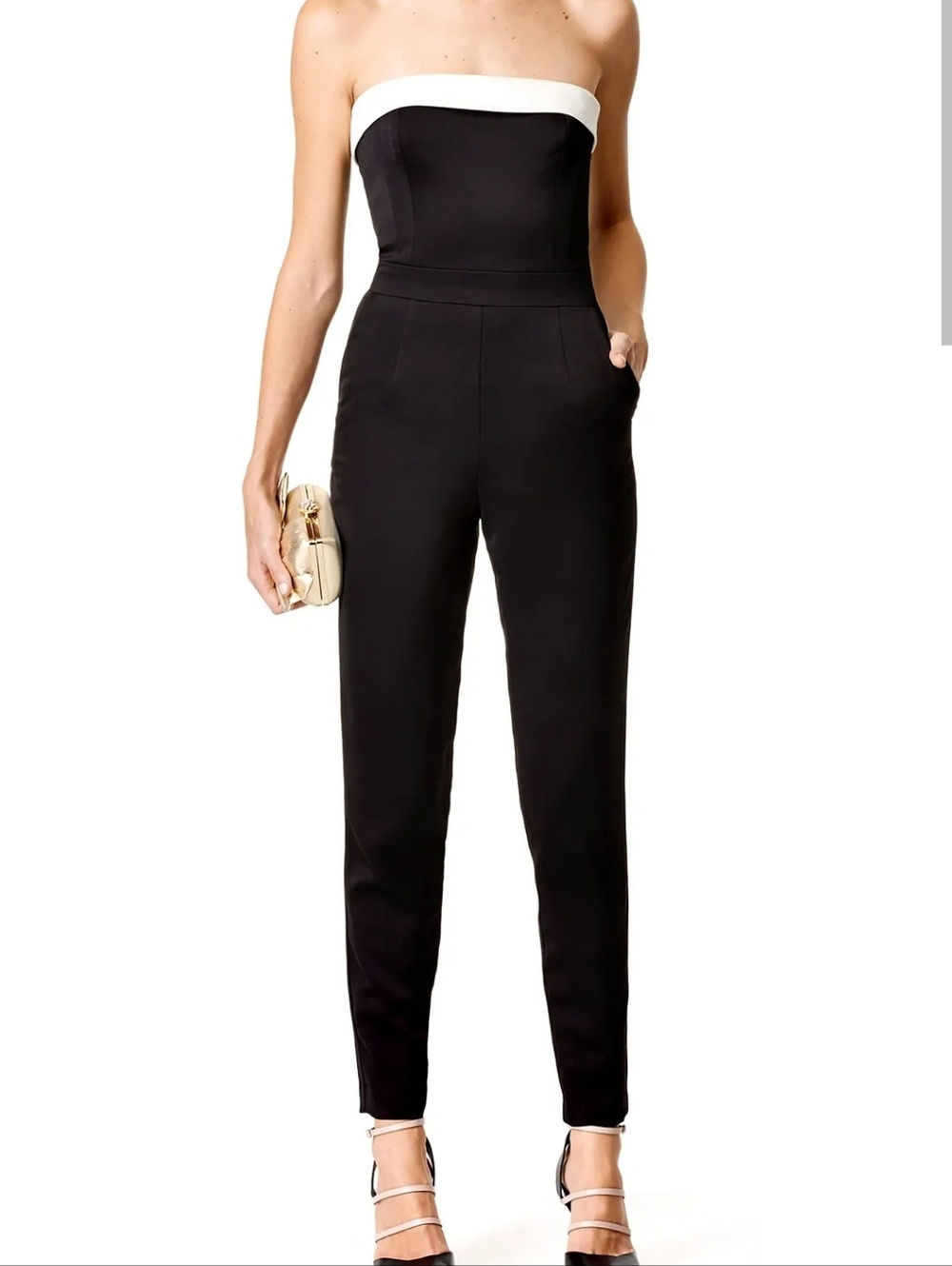 Trina Turk Edda Black And White Strapless Jumpsuit Size 10